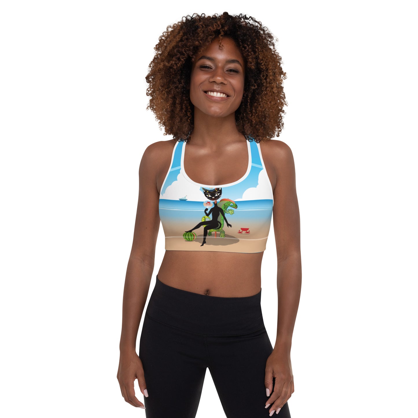 全面プリントパッド付きスポーツブラ