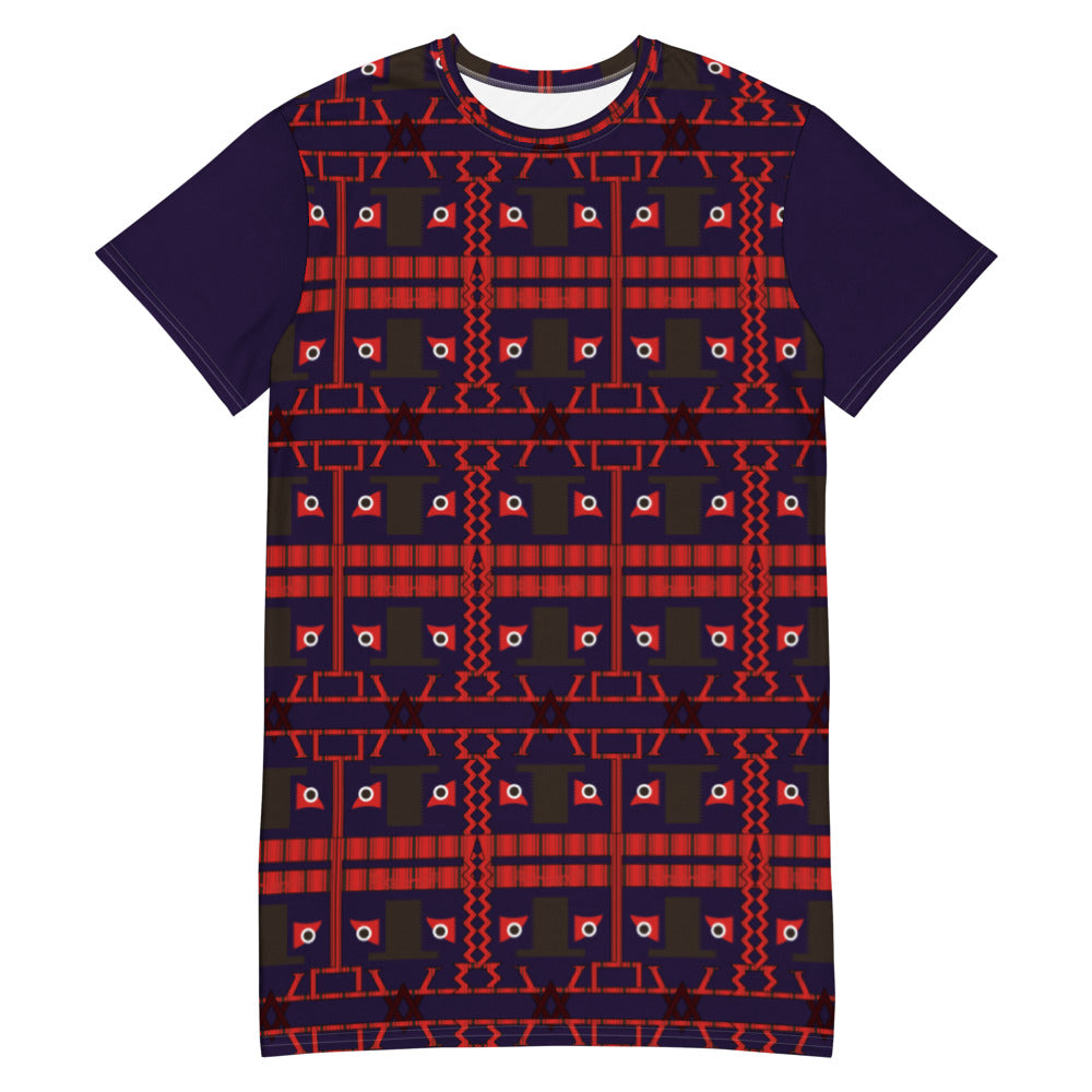 Tシャツワンピース・トートカルチャーロゴ模様紺【LG010- TOP014】