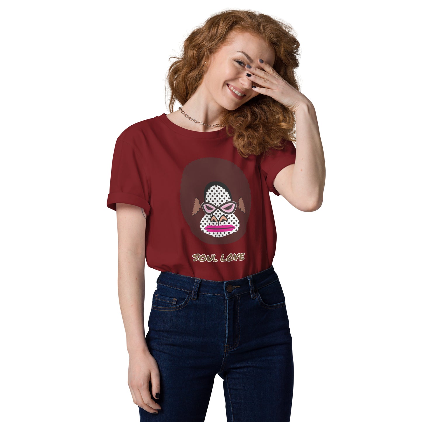 ユニセックス オーガニックコットン製Tシャツ・アフロゴリラダダ【CA076- TOCU015】