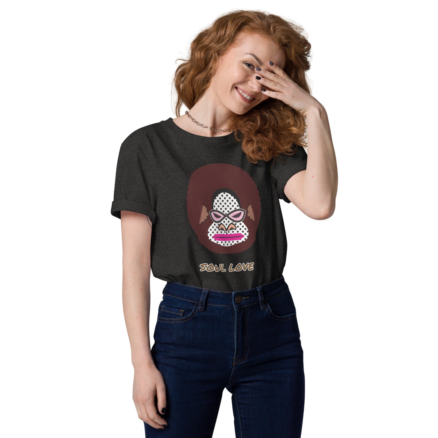 ユニセックス オーガニックコットン製Tシャツ・アフロゴリラダダ【CA076- TOCU015】