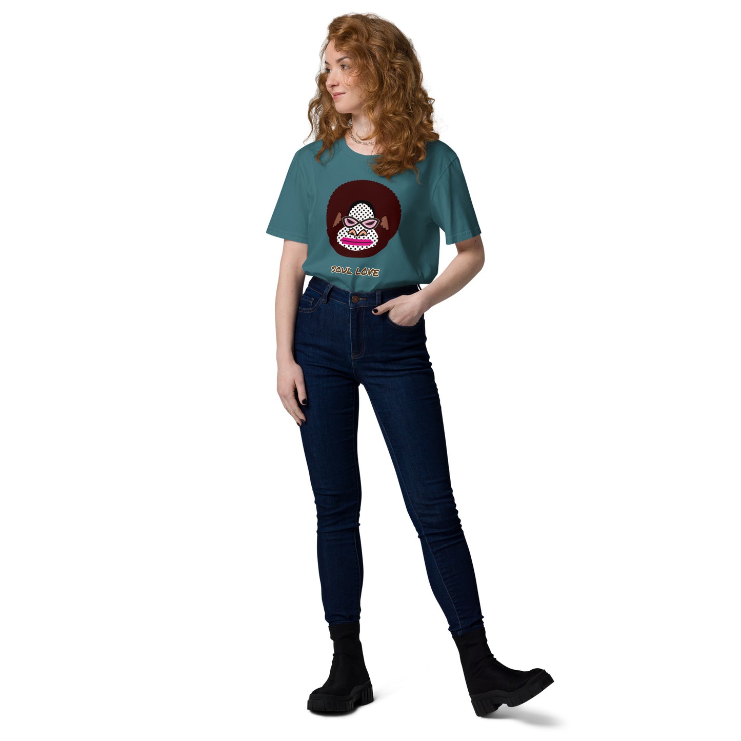 ユニセックス オーガニックコットン製Tシャツ・アフロゴリラダダ【CA076- TOCU015】