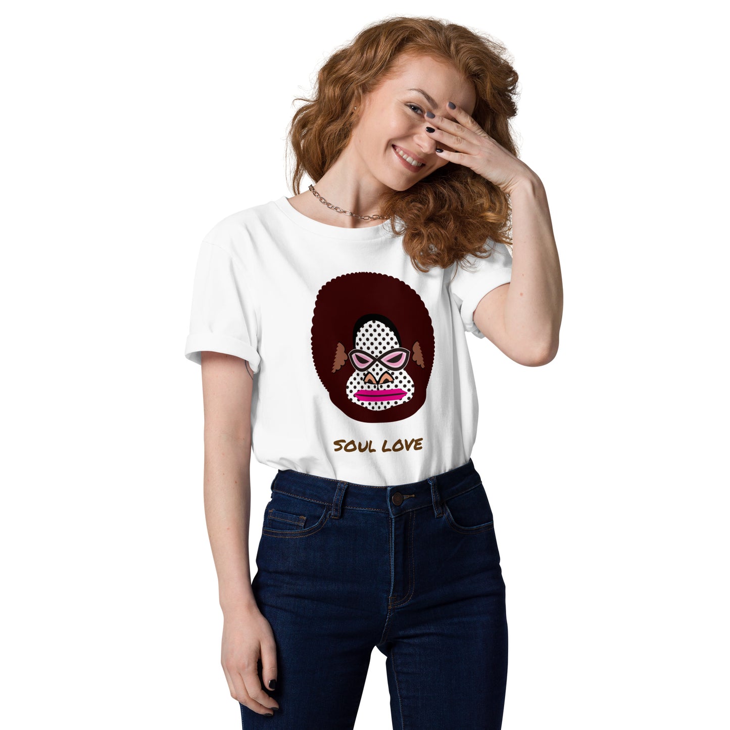 ユニセックス オーガニックコットン製Tシャツ・アフロゴリラダダ【CA076- TOCU015】