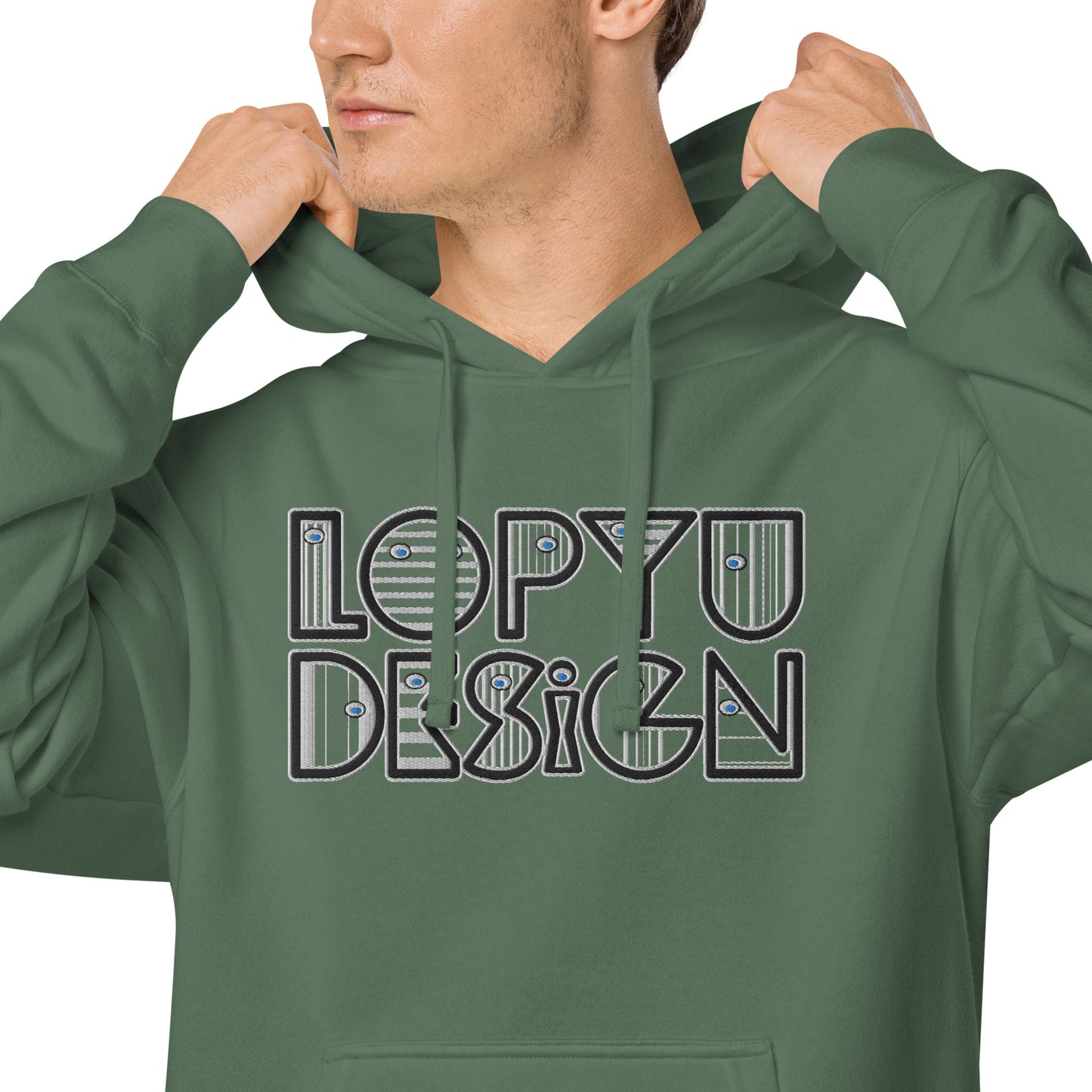 ユニセックス 顔料染め パーカー・lopyudesignロゴ【LD002-SSU002】