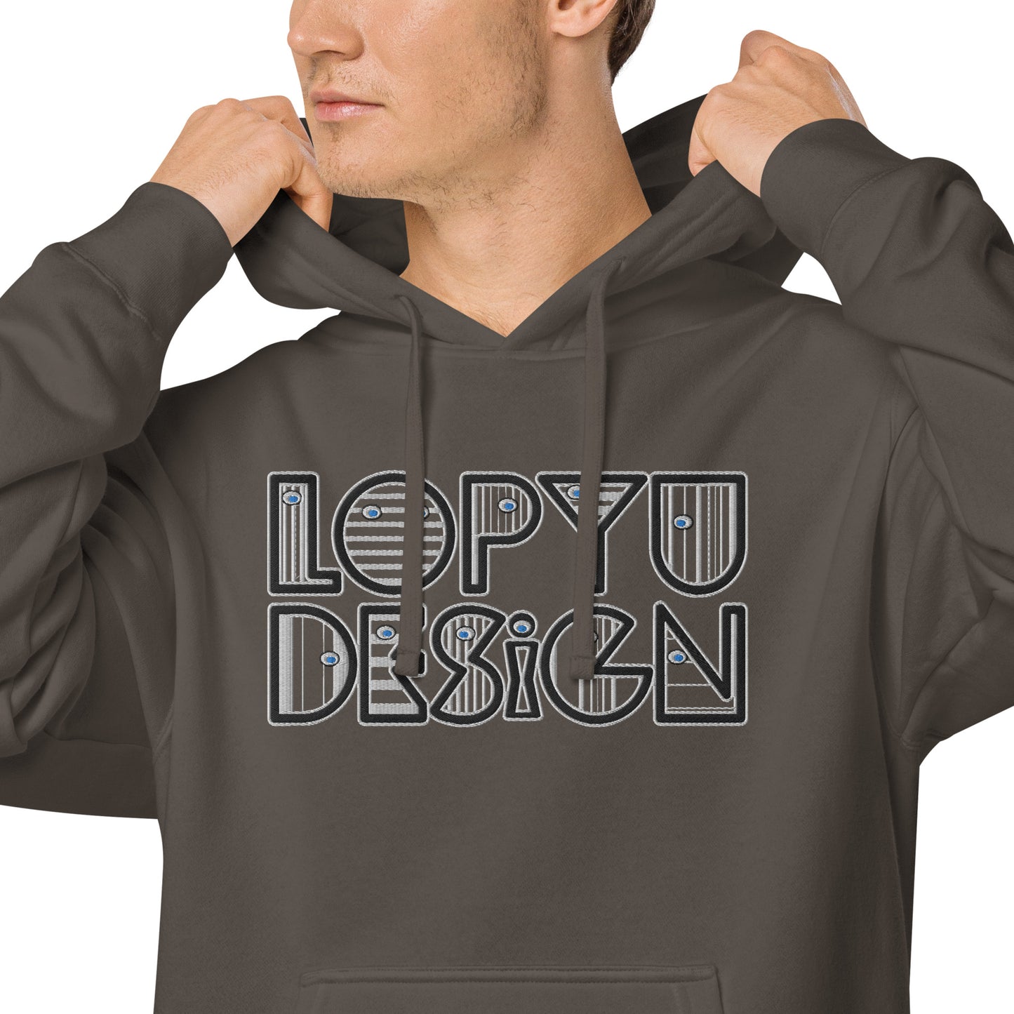 ユニセックス 顔料染め パーカー・lopyudesignロゴ【LD002-SSU002】