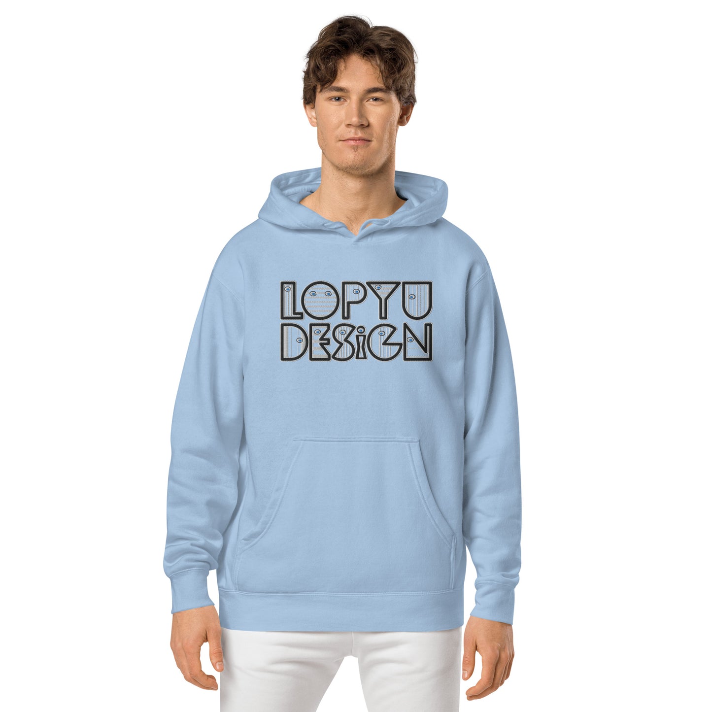 ユニセックス 顔料染め パーカー・lopyudesignロゴ【LD002-SSU002】