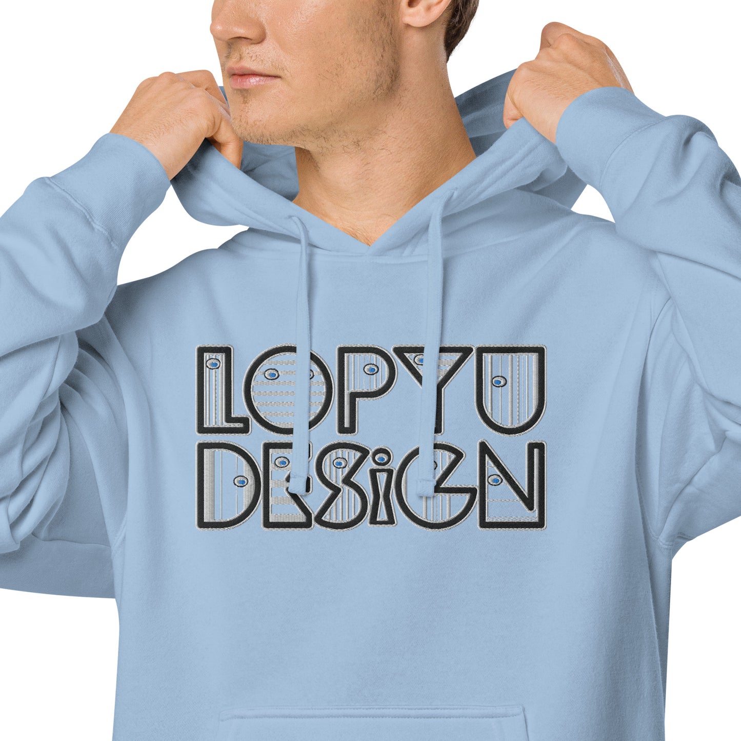 ユニセックス 顔料染め パーカー・lopyudesignロゴ【LD002-SSU002】