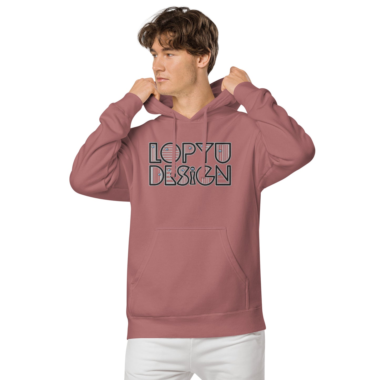 ユニセックス 顔料染め パーカー・lopyudesignロゴ【LD002-SSU002】