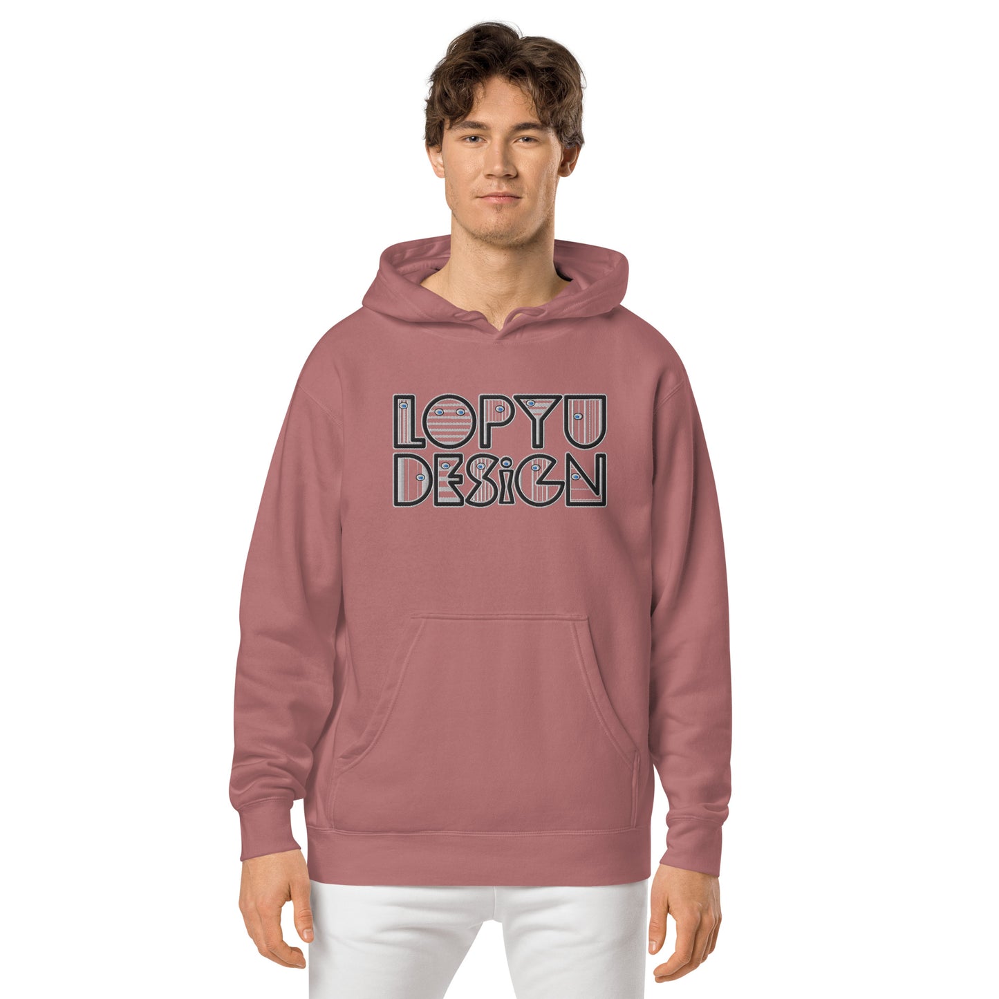 ユニセックス 顔料染め パーカー・lopyudesignロゴ【LD002-SSU002】