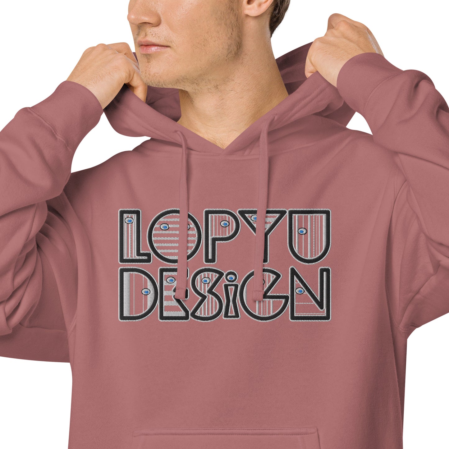 ユニセックス 顔料染め パーカー・lopyudesignロゴ【LD002-SSU002】