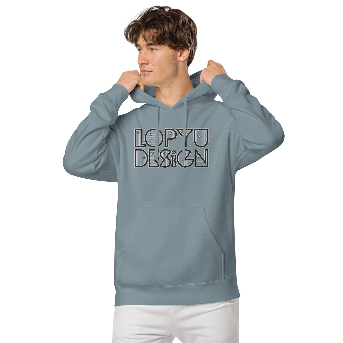 ユニセックス 顔料染め パーカー・lopyudesignロゴ【LD002-SSU002】