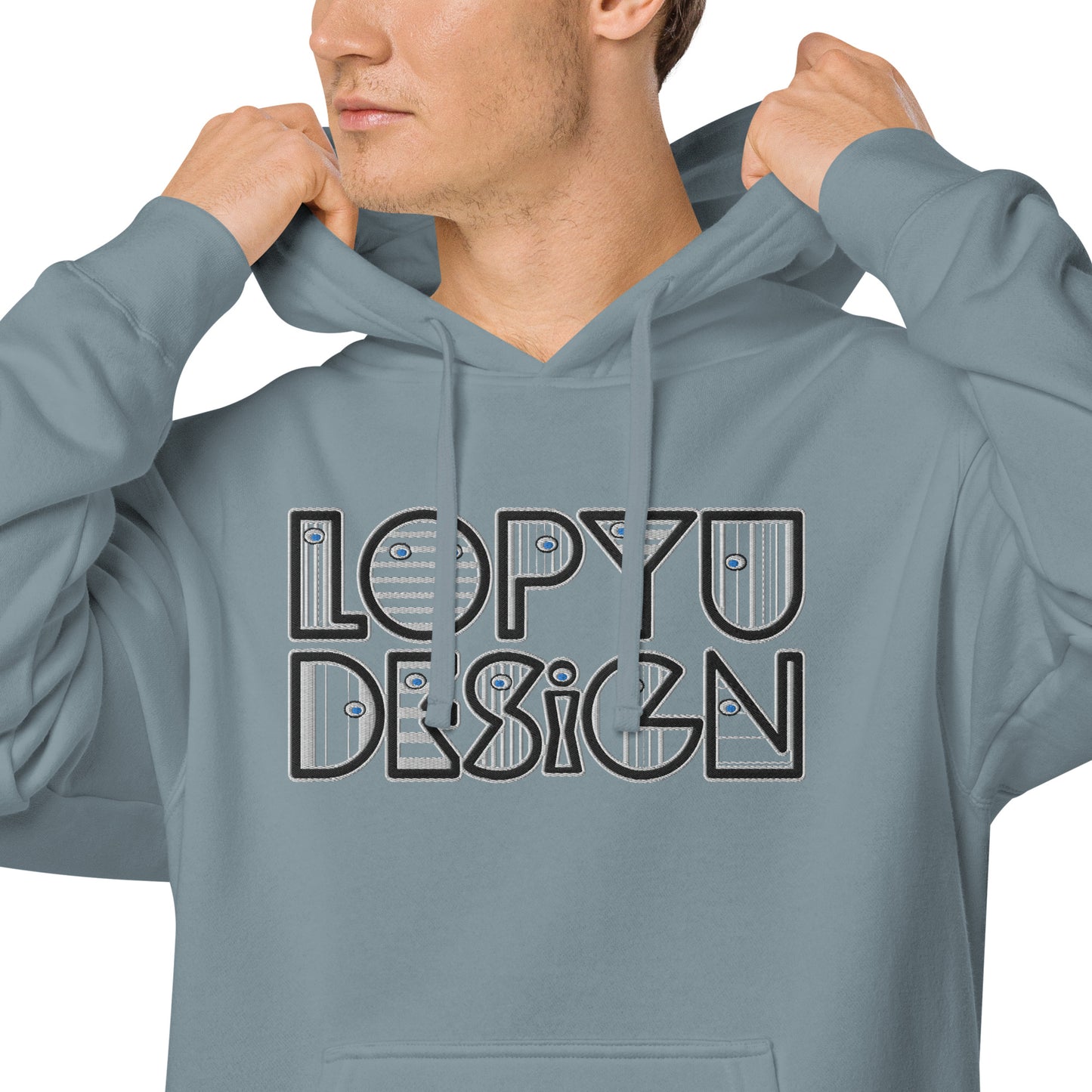 ユニセックス 顔料染め パーカー・lopyudesignロゴ【LD002-SSU002】