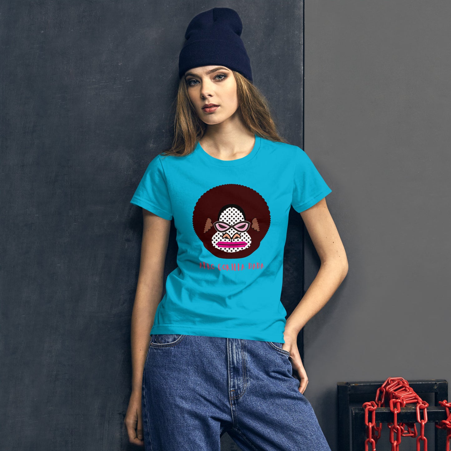 レディース ファッションフィットTシャツ・アフロゴリラダダ【CA076- FTL002】