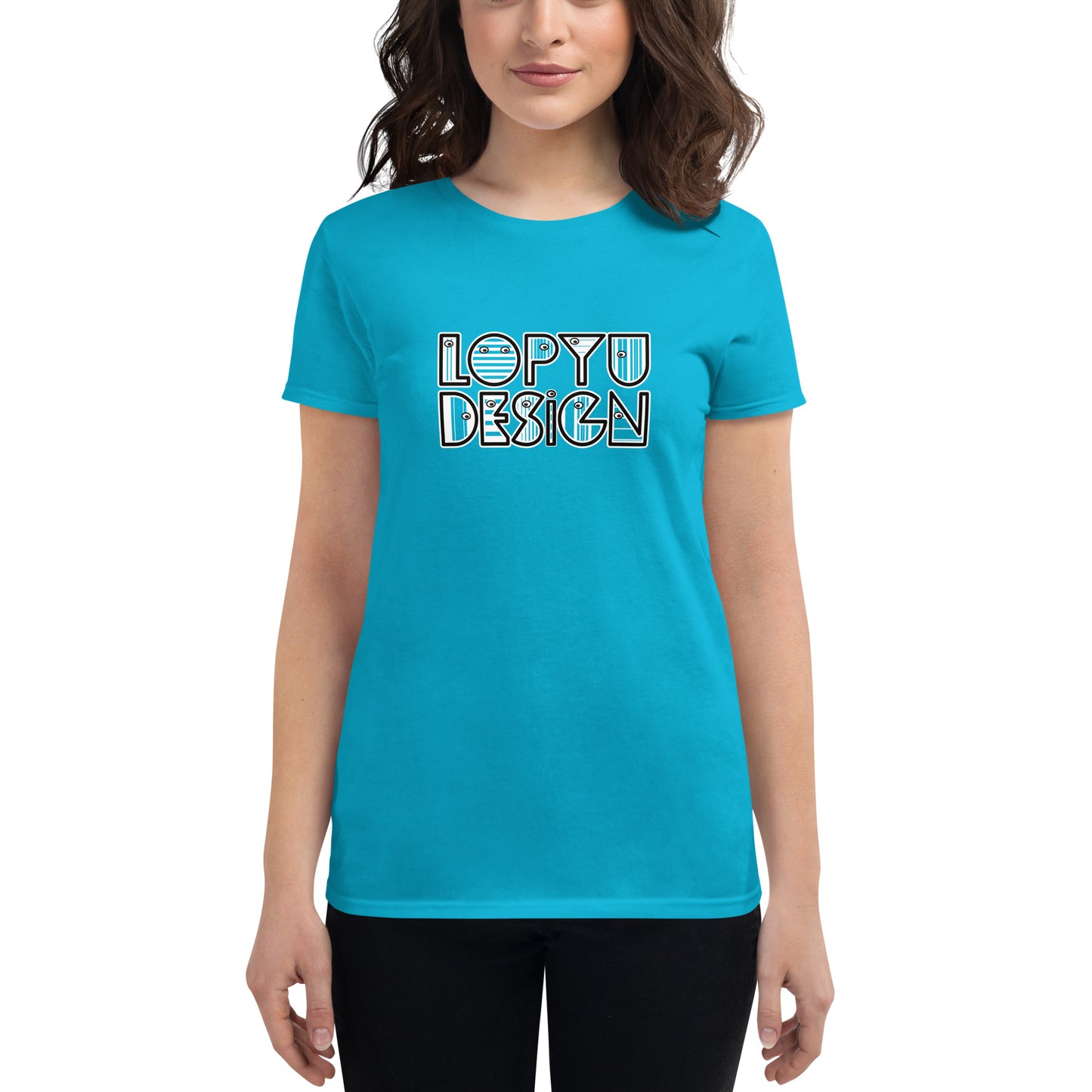 レディース ファッションフィットTシャツ・lopyudesignロゴモダン【LD002-FTL003】