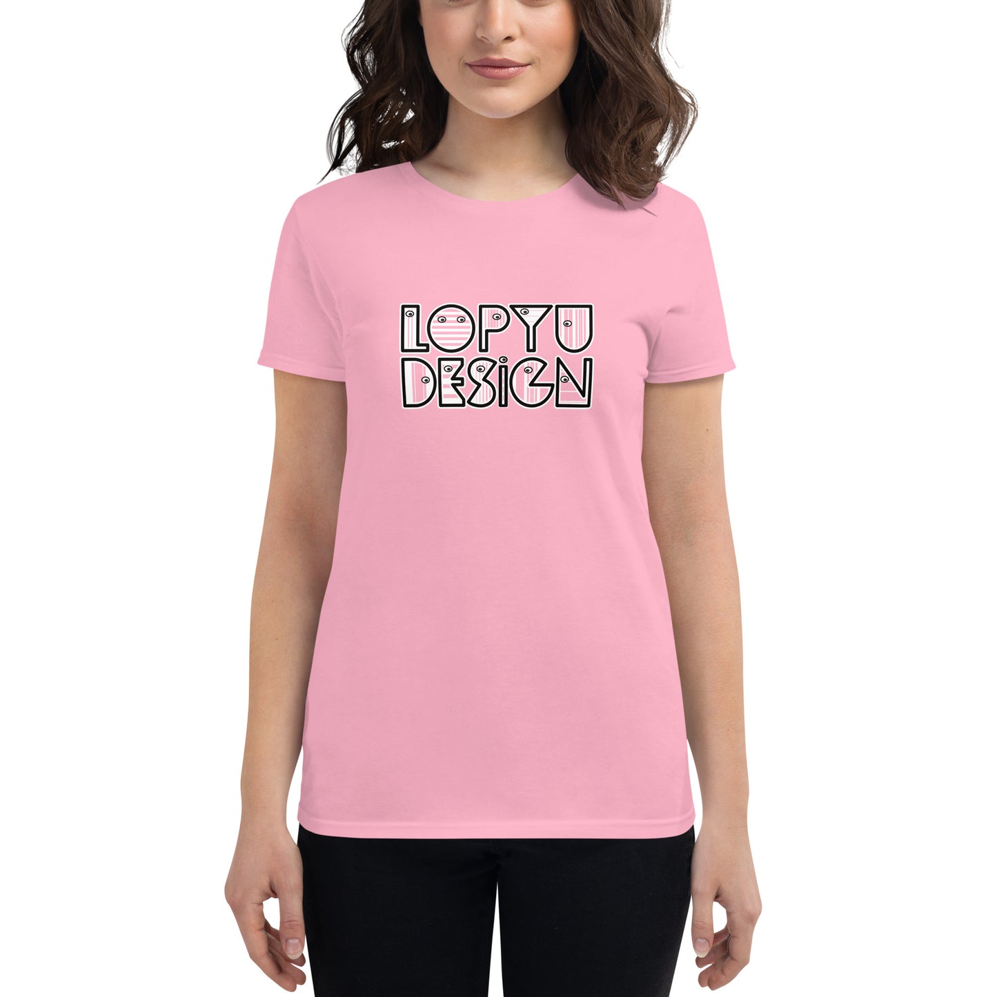 レディース ファッションフィットTシャツ・lopyudesignロゴモダン【LD002-FTL003】