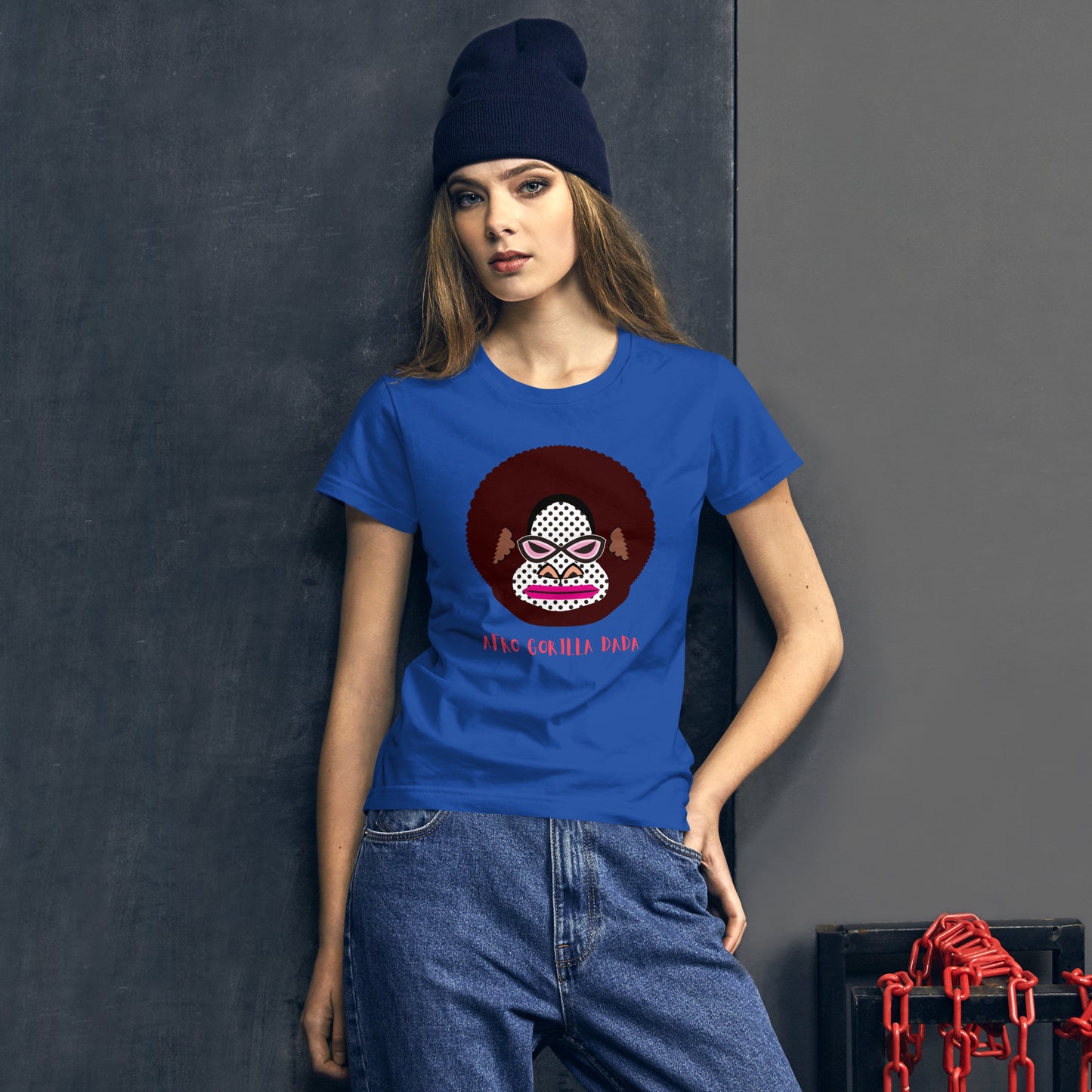 レディース ファッションフィットTシャツ・アフロゴリラダダ【CA076- FTL002】