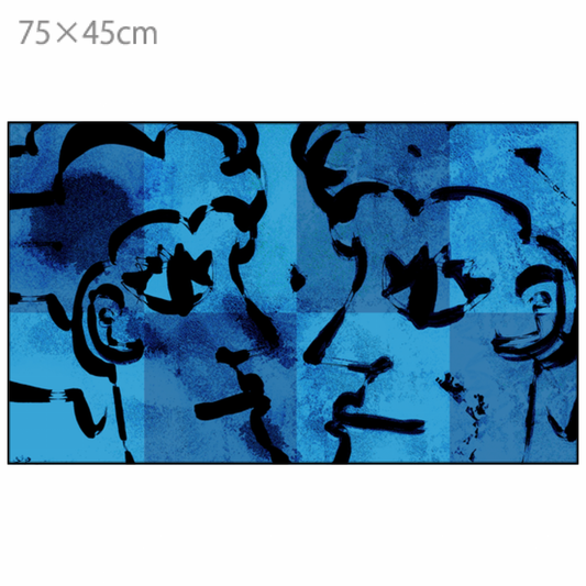 玄関マット（裏ゴム）ブルーへラクレン 75×45