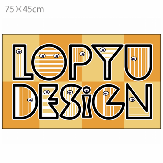 玄関マット（裏ゴム）LOPYUDESIGNオレンジ 75×45