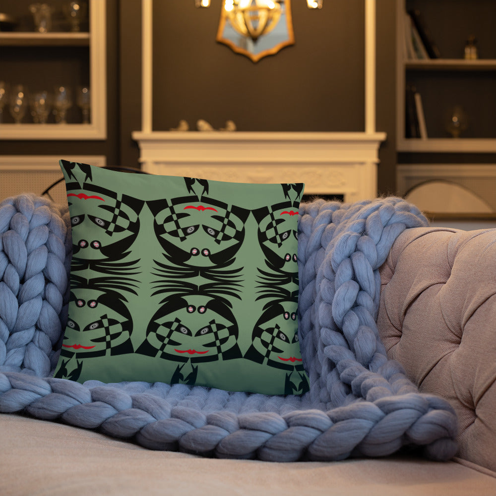 ベーシッククッション・ボクチャン模様反転ディープグリーン【CA003-BC003】