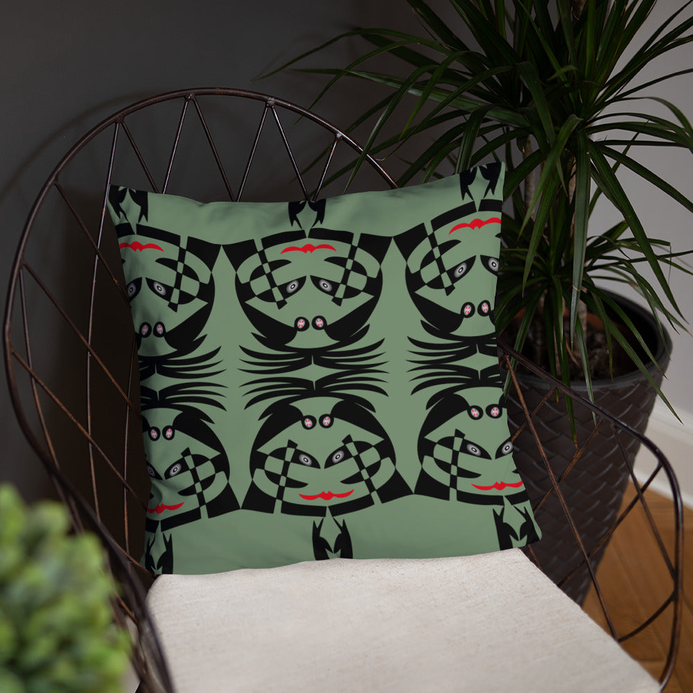 ベーシッククッション・ボクチャン模様反転ディープグリーン【CA003-BC003】