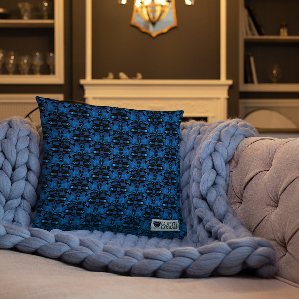 ベーシッククッション・青輪イジドール模様青【CA001- BC001】