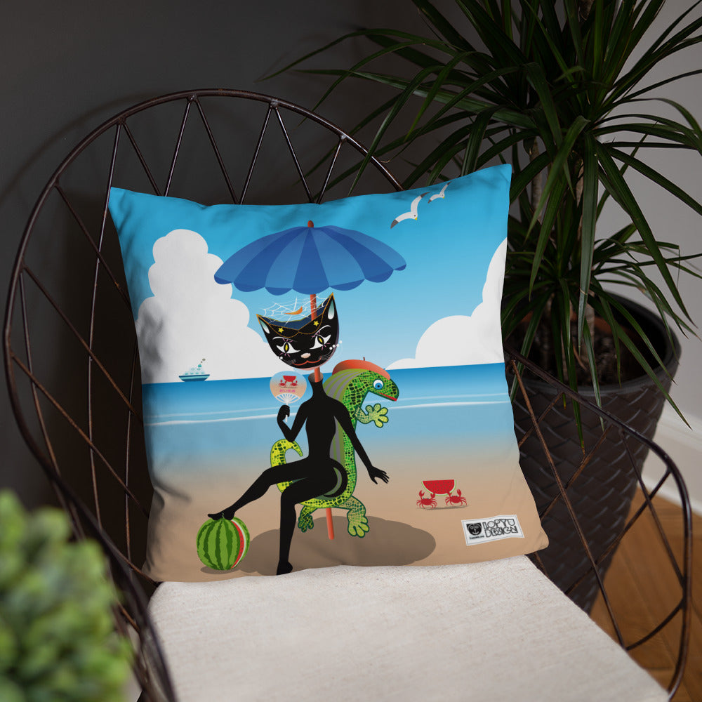 ベーシッククッション・黒猫ガール「甘い生活」【IL005-BC016】