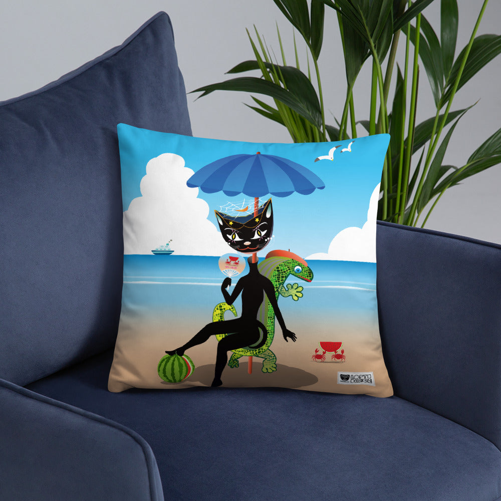ベーシッククッション・黒猫ガール「甘い生活」【IL005-BC016】