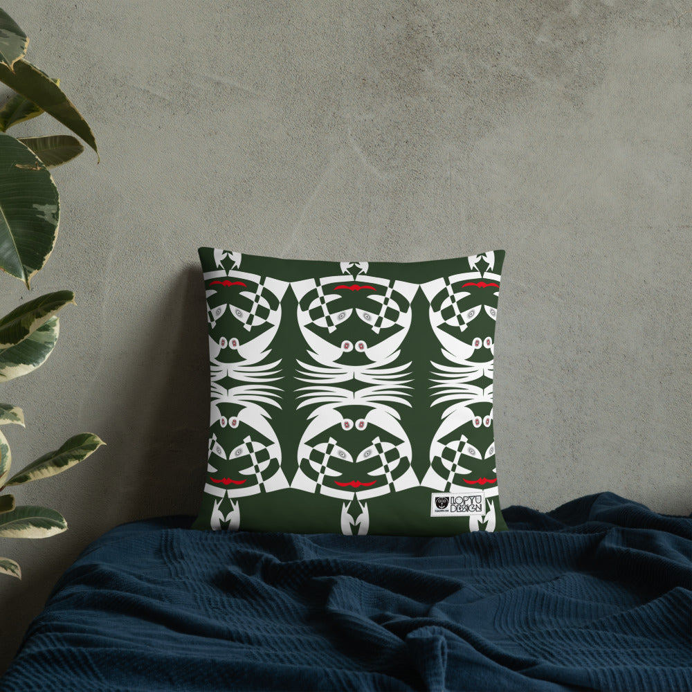 ベーシッククッション・ボクチャン模様反転ディープグリーン【CA003-BC003】