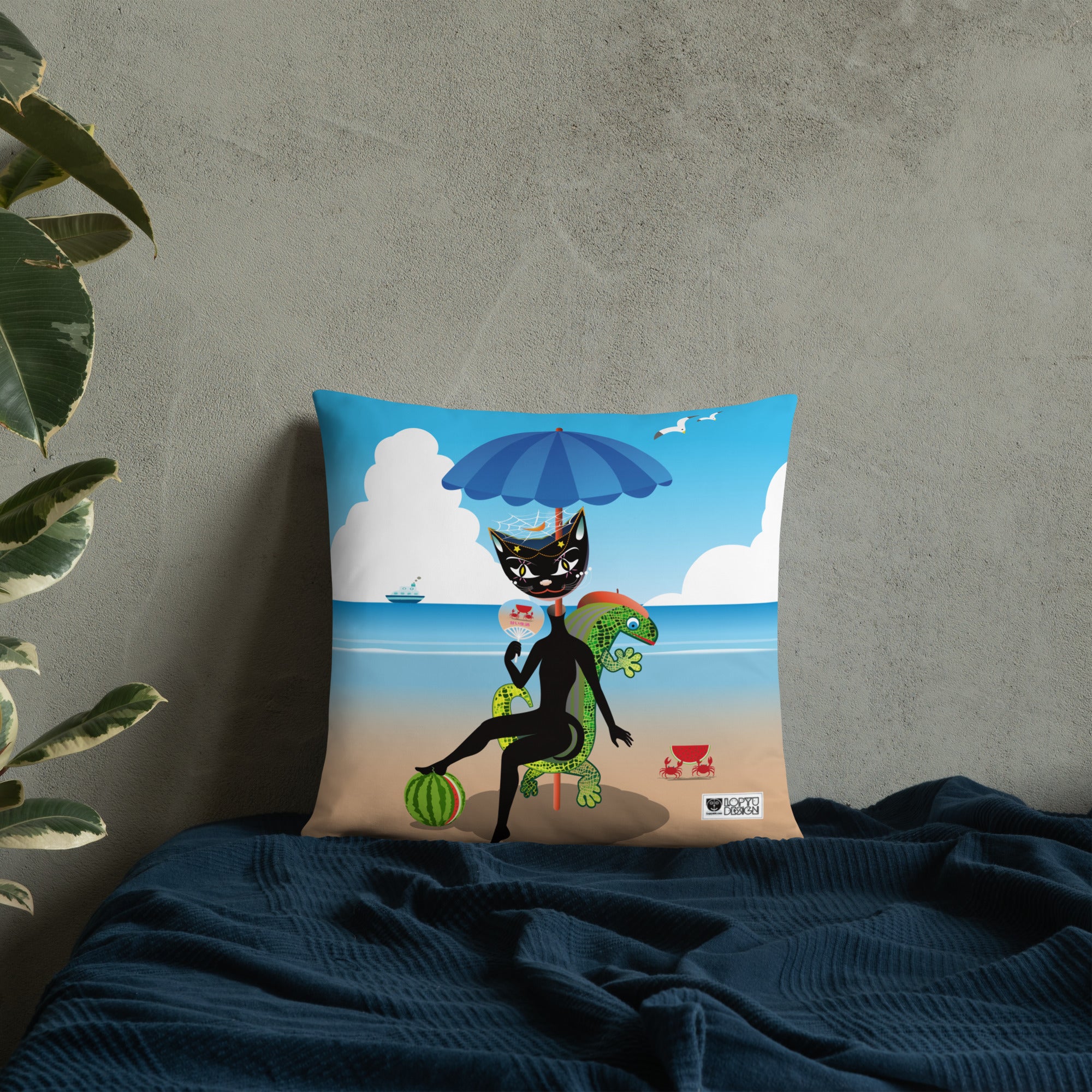 ベーシッククッション・黒猫ガール「甘い生活」【IL005-BC016】