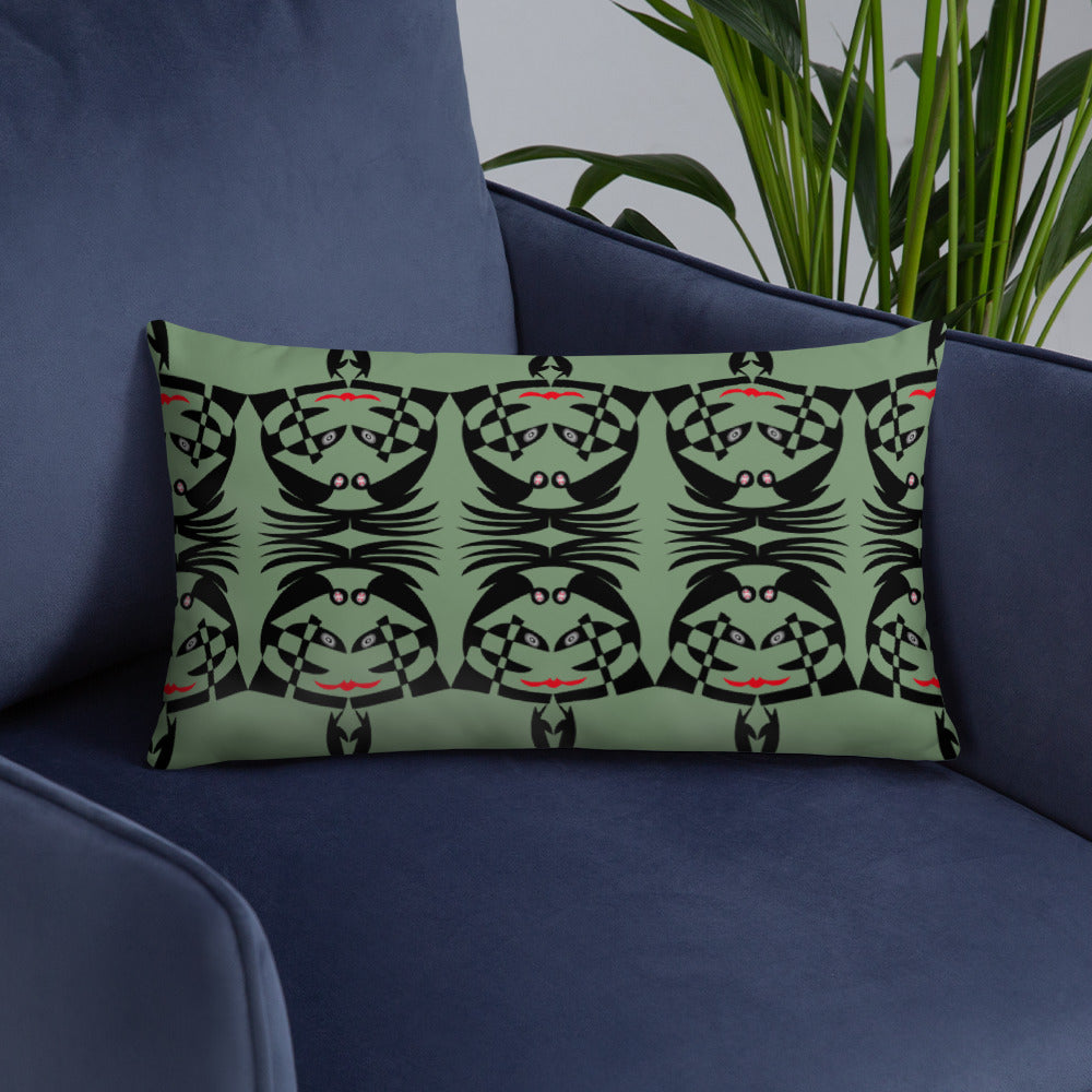 ベーシッククッション・ボクチャン模様反転ディープグリーン【CA003-BC003】