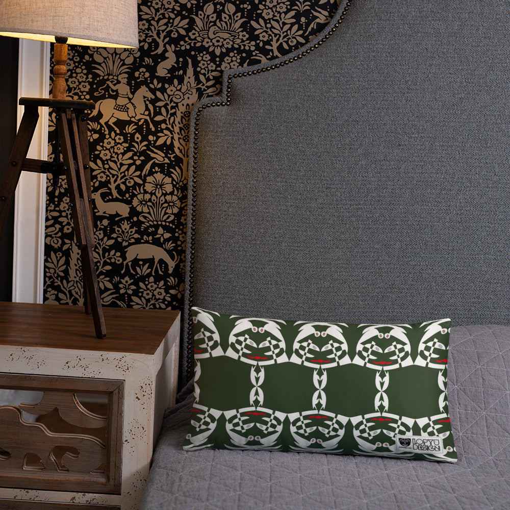 ベーシッククッション・ボクチャン模様反転ディープグリーン【CA003-BC003】