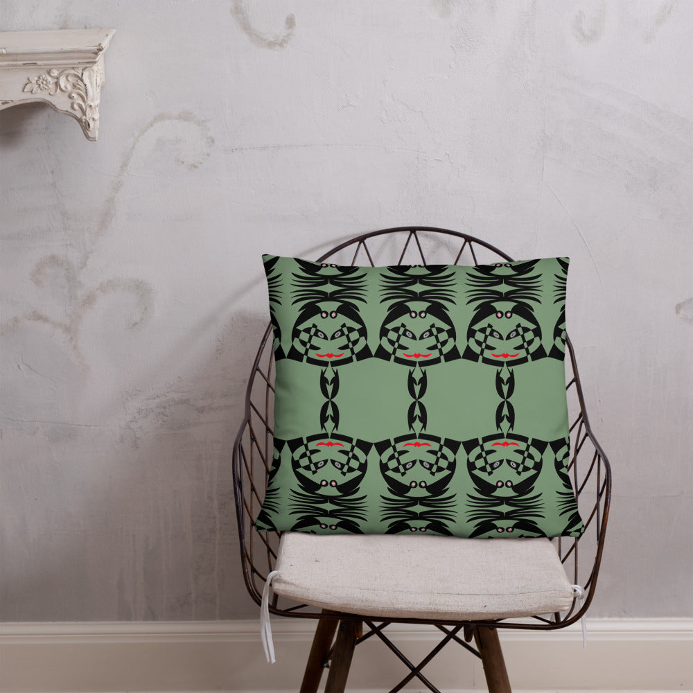 ベーシッククッション・ボクチャン模様反転ディープグリーン【CA003-BC003】