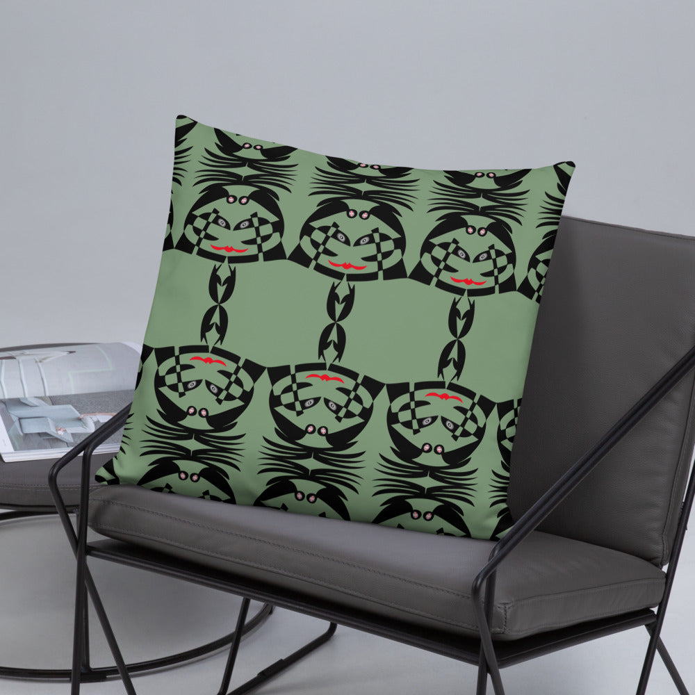 ベーシッククッション・ボクチャン模様反転ディープグリーン【CA003-BC003】