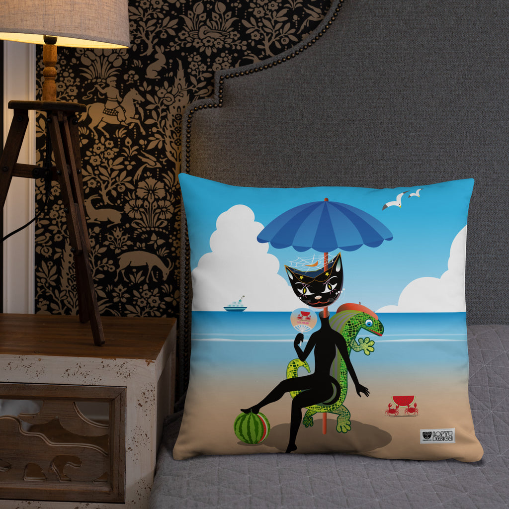 ベーシッククッション・黒猫ガール「甘い生活」【IL005-BC016】