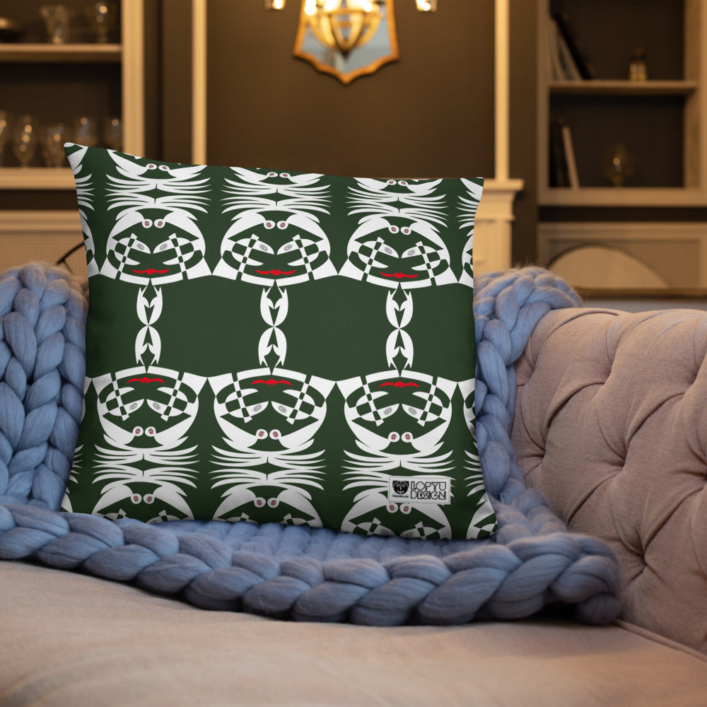 ベーシッククッション・ボクチャン模様反転ディープグリーン【CA003-BC003】