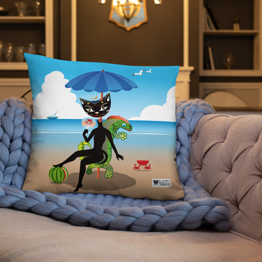 ベーシッククッション・黒猫ガール「甘い生活」【IL005-BC016】