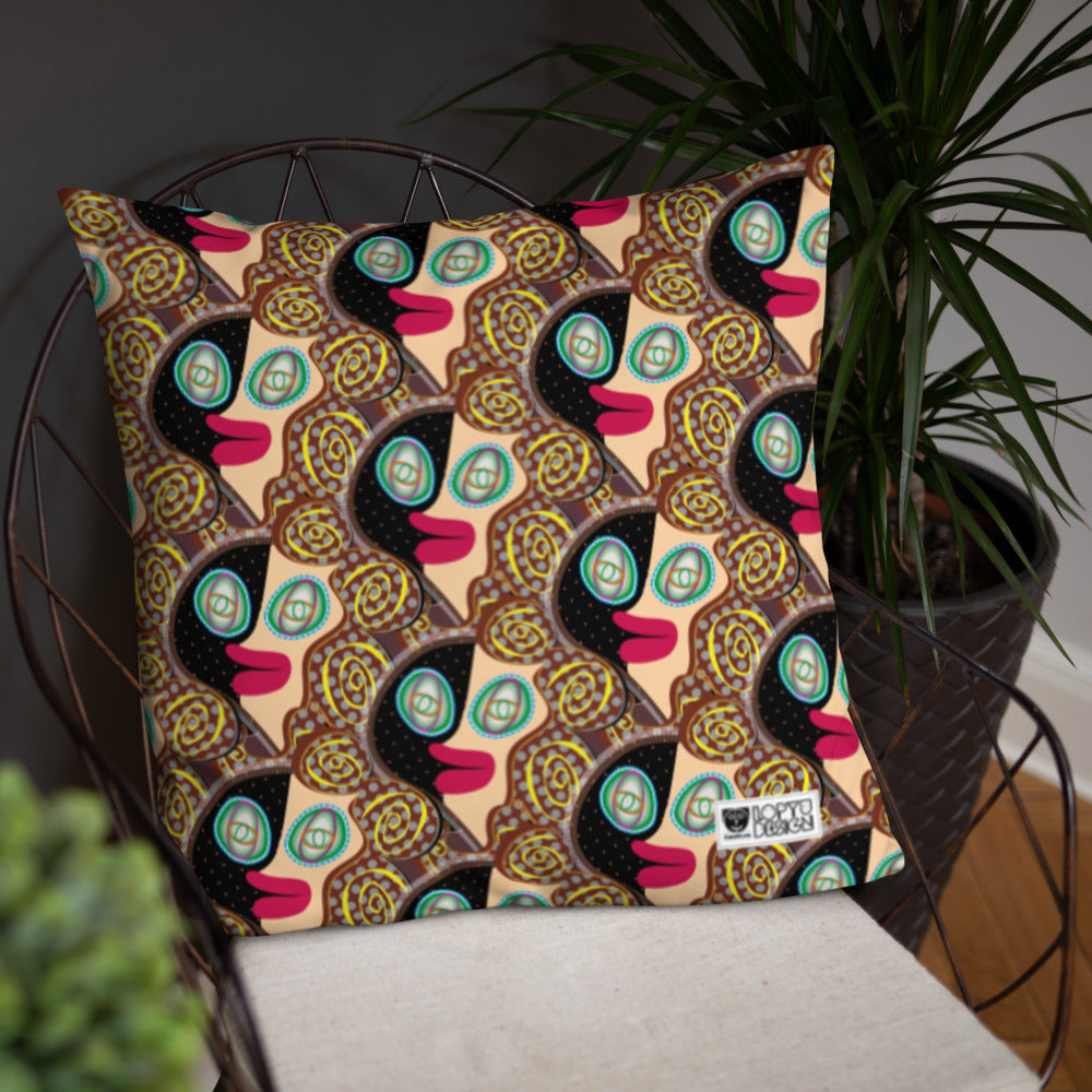 ベーシッククッション・ラメ子先生模様裏臙脂【CA002-BC002】