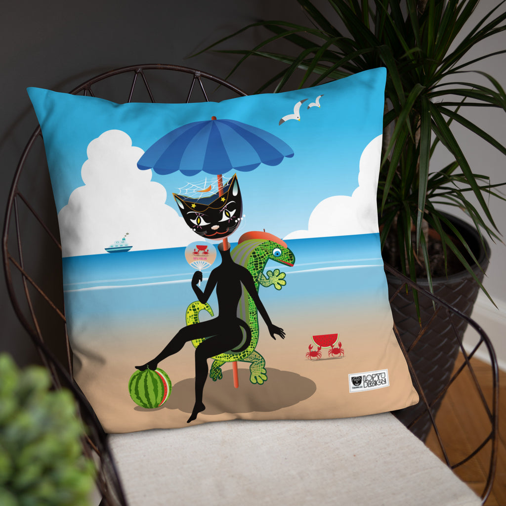 ベーシッククッション・黒猫ガール「甘い生活」【IL005-BC016】