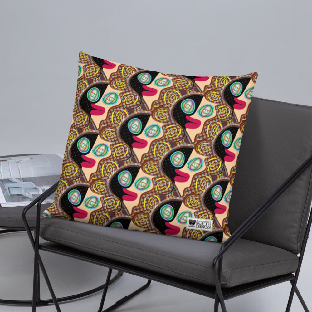 ベーシッククッション・ラメ子先生模様裏臙脂【CA002-BC002】