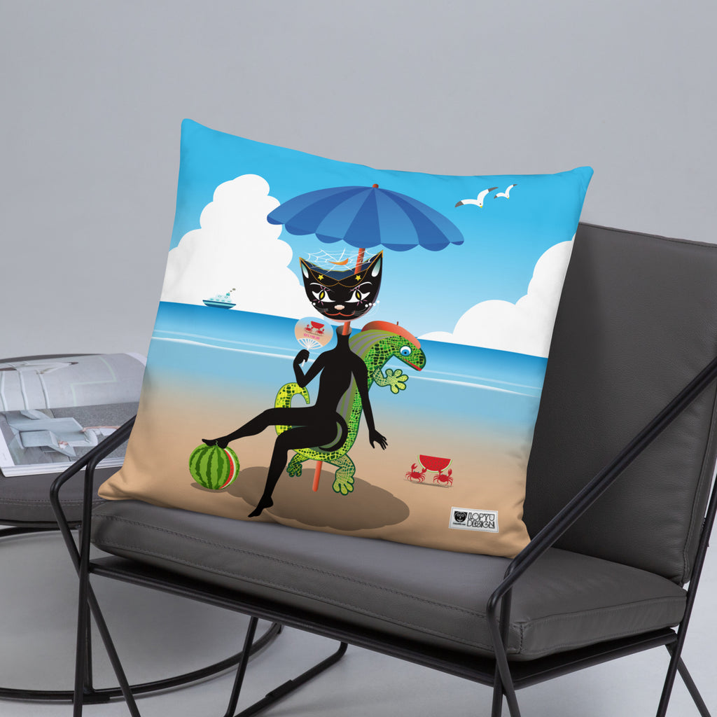 ベーシッククッション・黒猫ガール「甘い生活」【IL005-BC016】