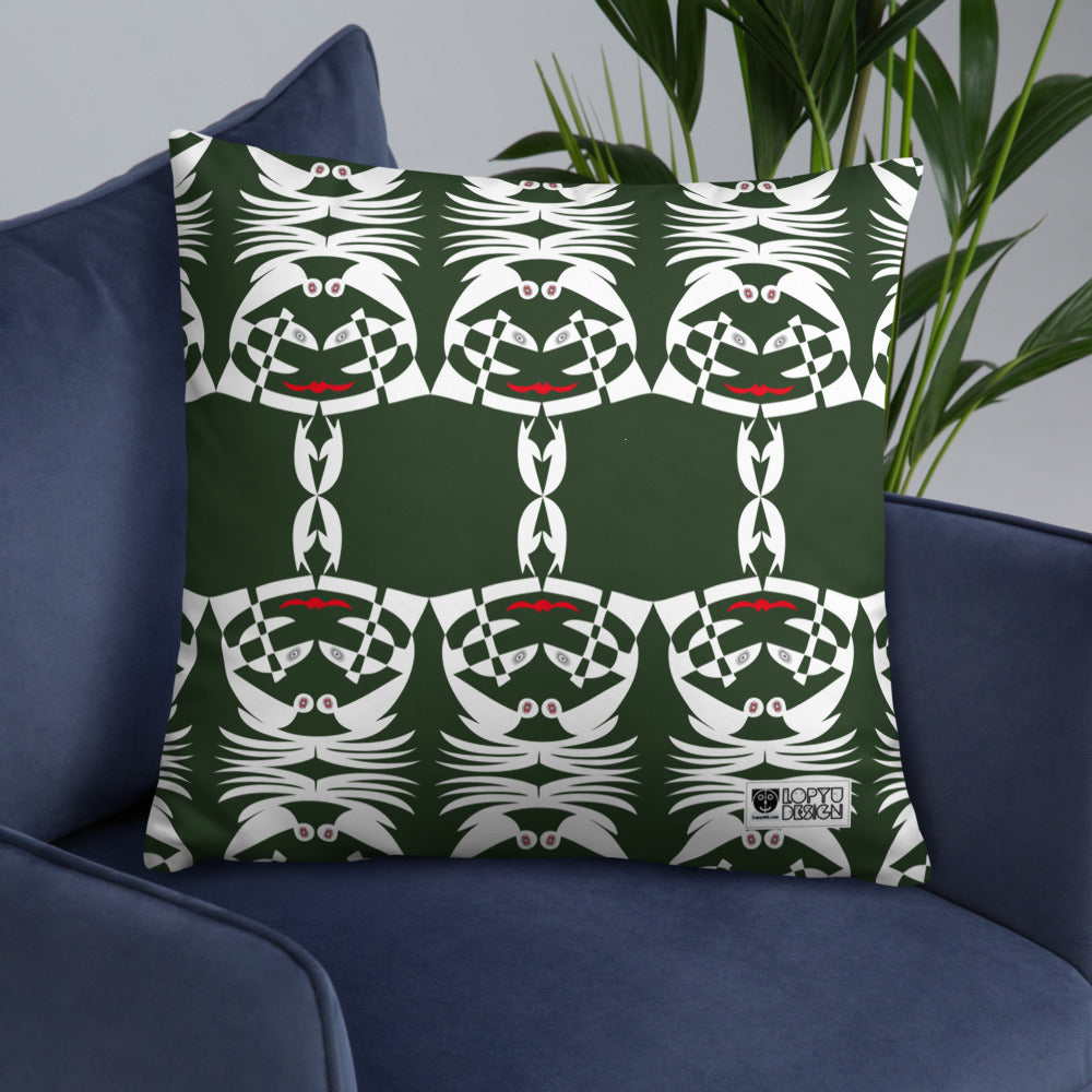 ベーシッククッション・ボクチャン模様反転ディープグリーン【CA003-BC003】