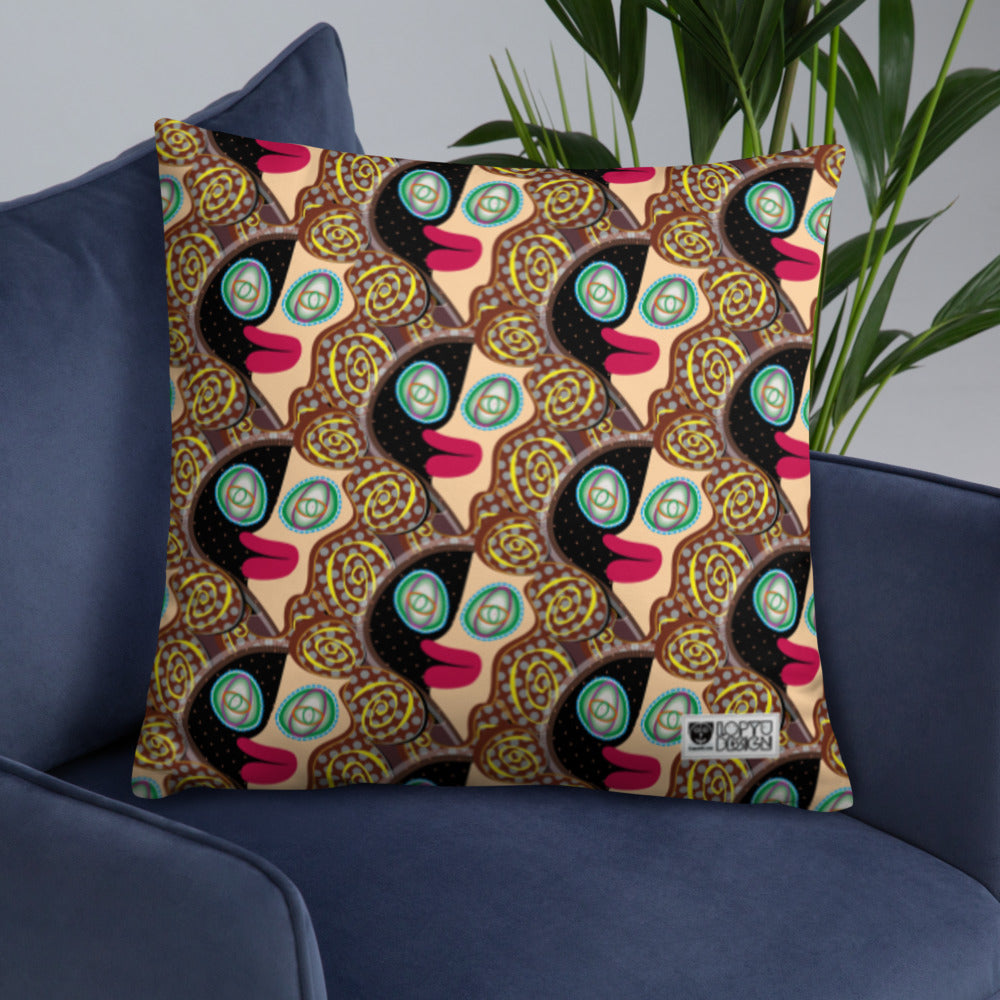 ベーシッククッション・ラメ子先生模様裏臙脂【CA002-BC002】