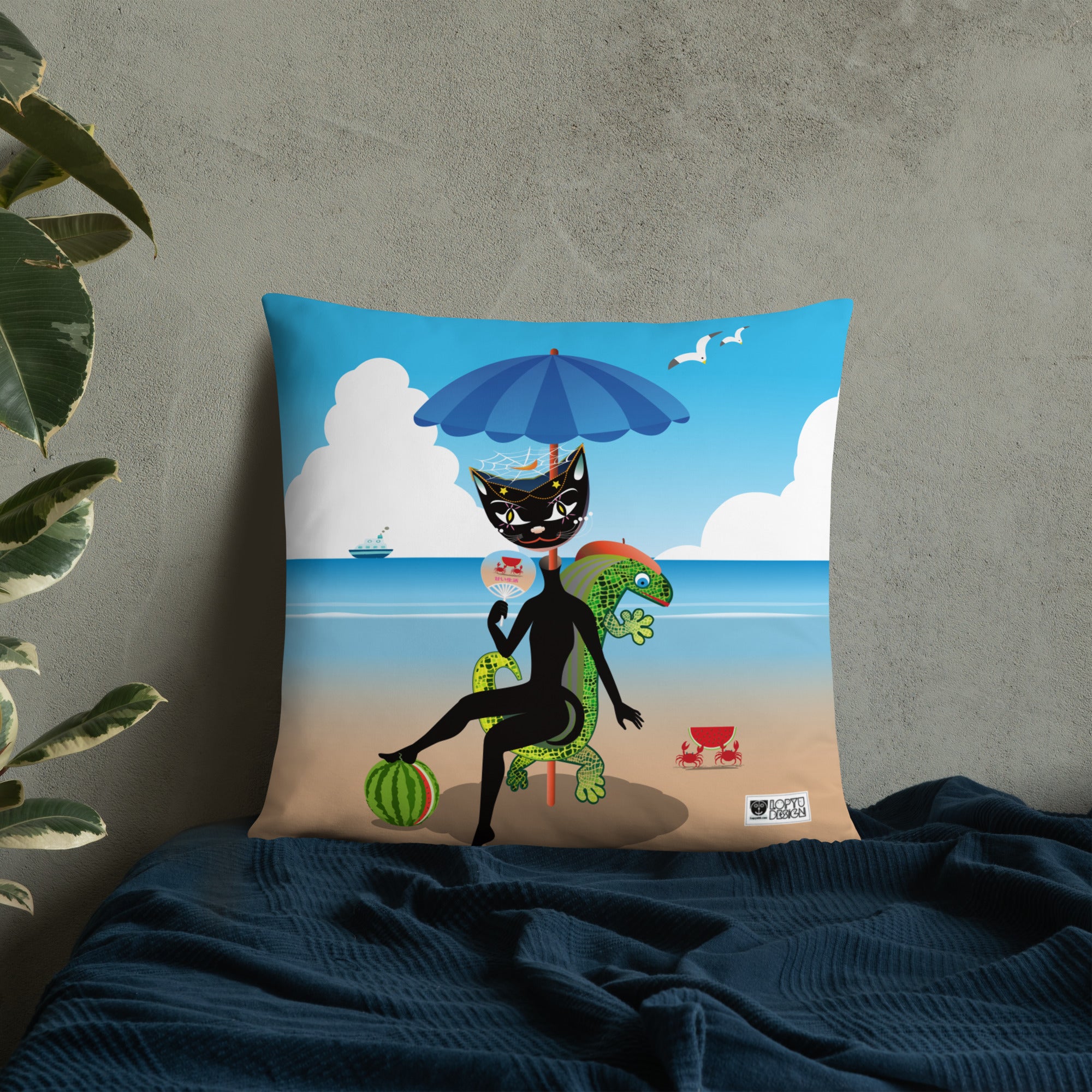 ベーシッククッション・黒猫ガール「甘い生活」【IL005-BC016】