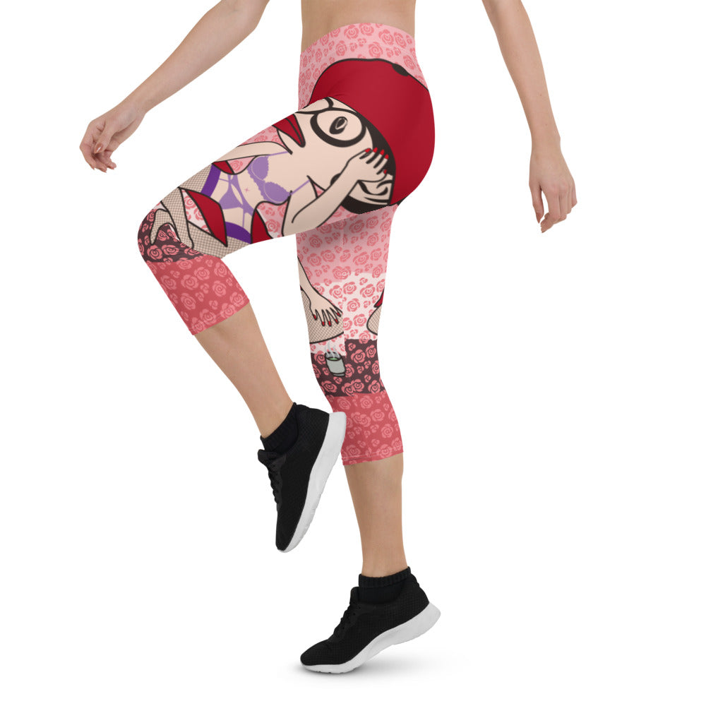 全面プリントカプリレギンス・アネゴッティ/ピンク【CA030- CLGL006】