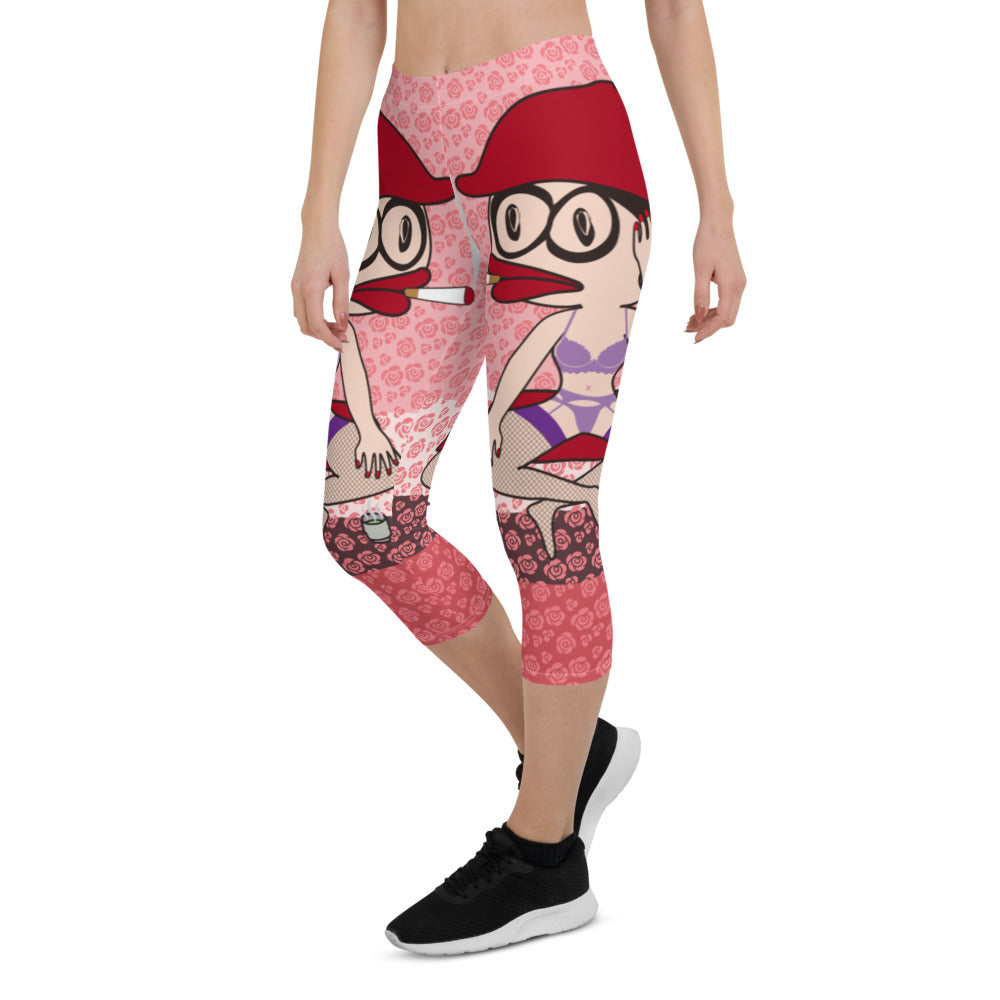 全面プリントカプリレギンス・アネゴッティ/ピンク【CA030- CLGL006】