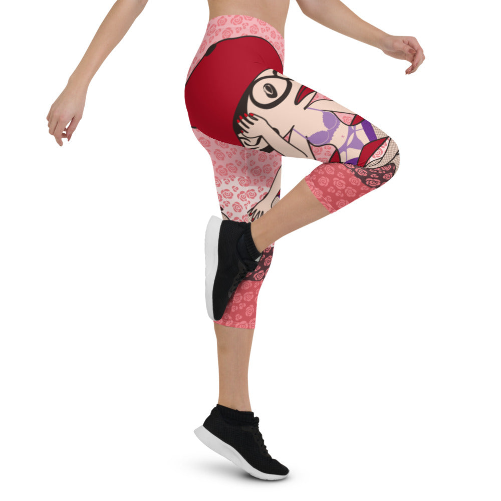 全面プリントカプリレギンス・アネゴッティ/ピンク【CA030- CLGL006】