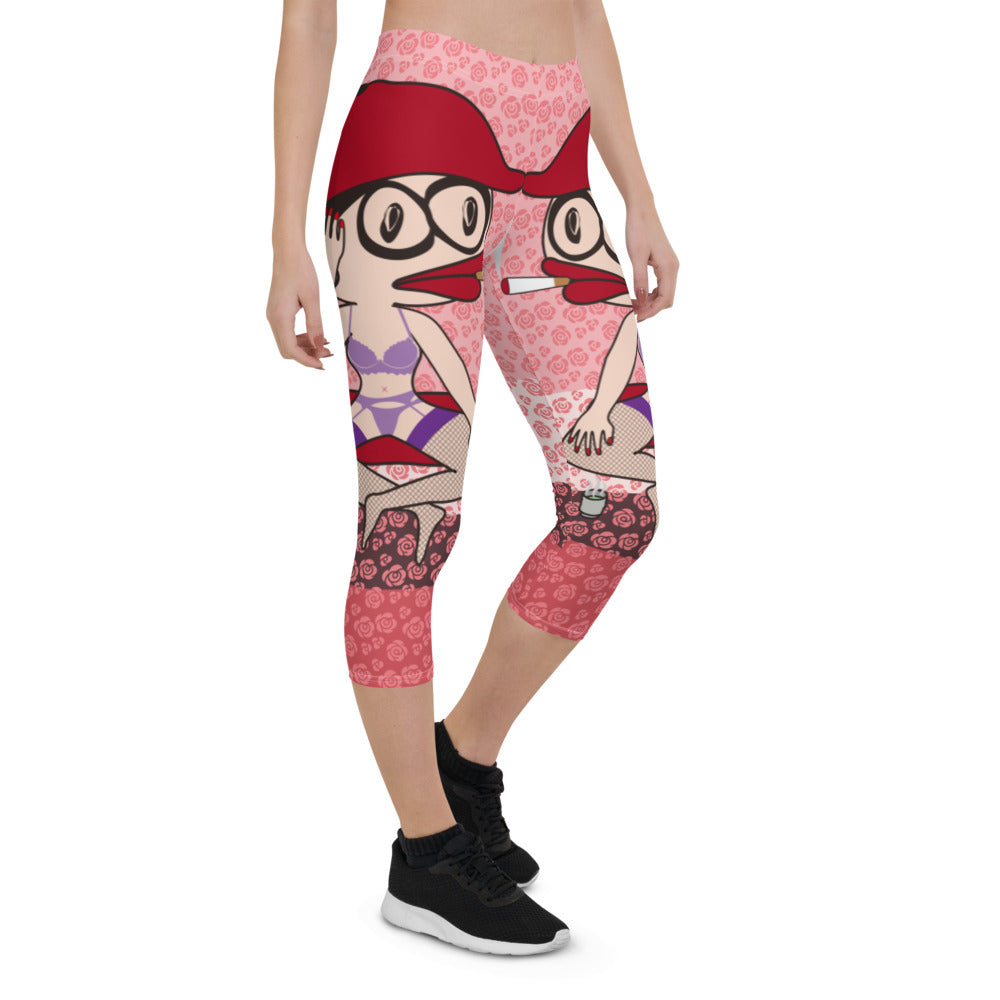 全面プリントカプリレギンス・アネゴッティ/ピンク【CA030- CLGL006】