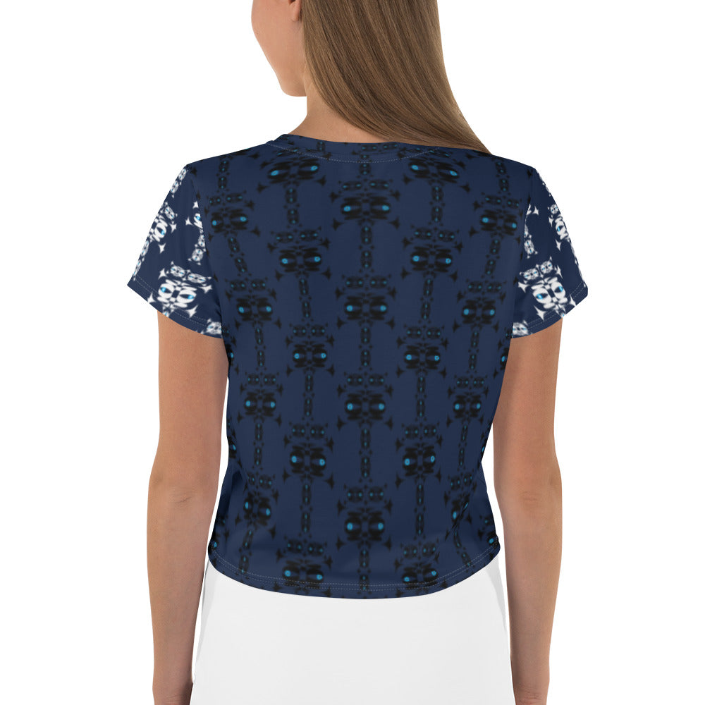 全面プリントクロップTシャツ・イジドール模様紺【CA001- TCT002】