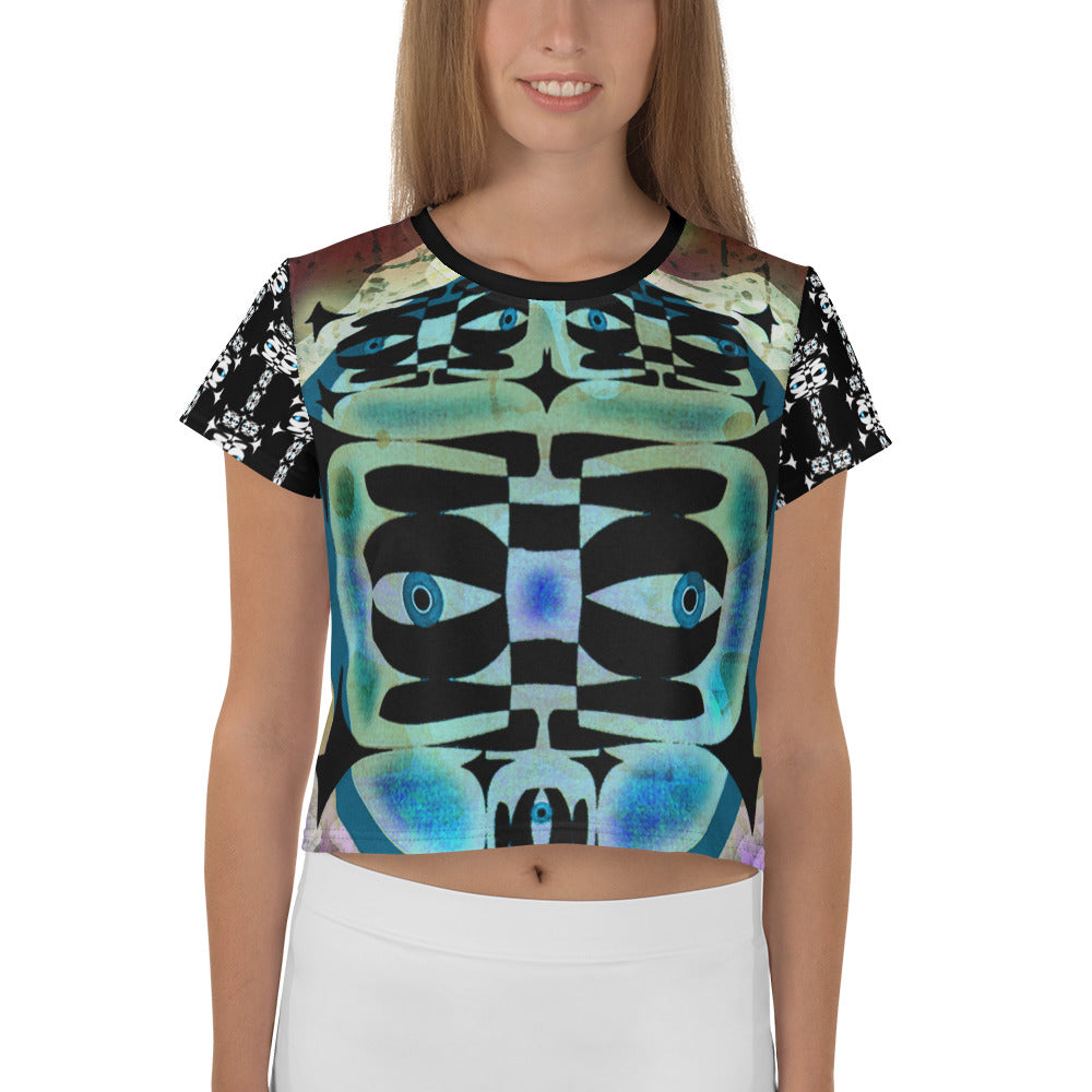 全面プリントクロップ・Tシャツ・マーブルイジドール【CA001-TCT004】