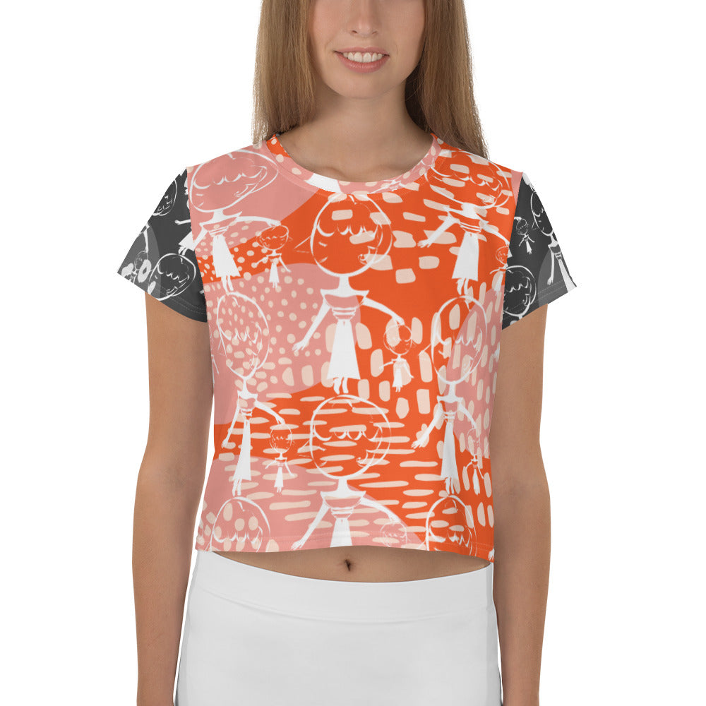 全面プリントクロップTシャツ・・マダムペシェーラモダン【LG015- TCT006】