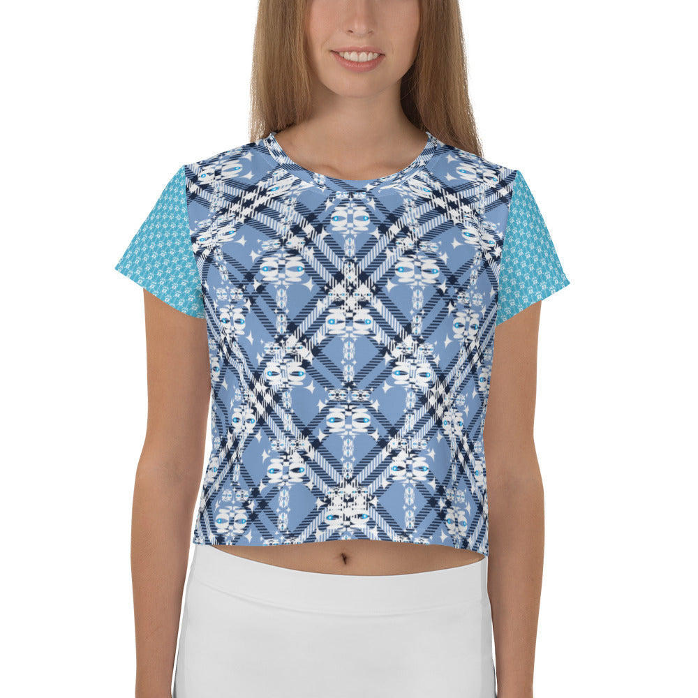 全面プリントクロップTシャツ・白イジドール模様モダン【CA001- TCT003】